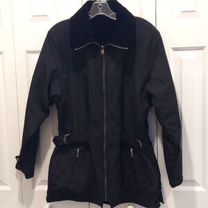 NILS Vintage 90s Retro Black Ski Jacket Reversible Velvet Size 12